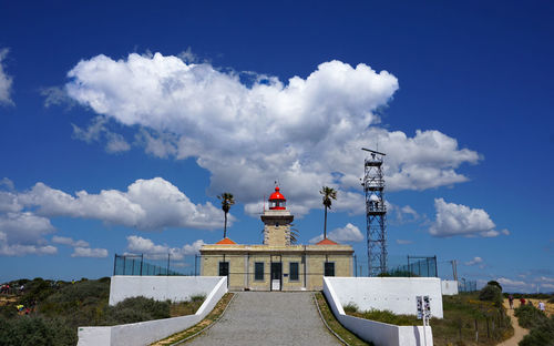 Low angle view of lighthouse against sky