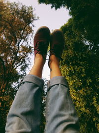 Low section of man wearing shoes on ground