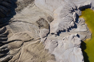 High angle view of rock formations on land