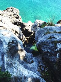 Scenic view of sea against blue sky