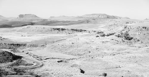 Scenic view of desert against clear sky