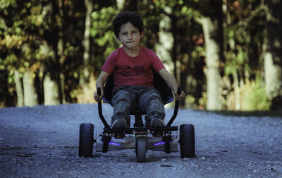 Portrait of a boy on a hoverboard