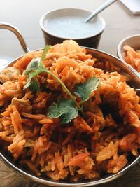 High angle view of food in plate