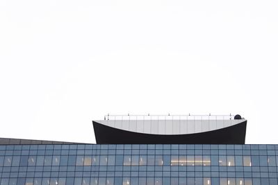 Low angle view of modern building against clear sky