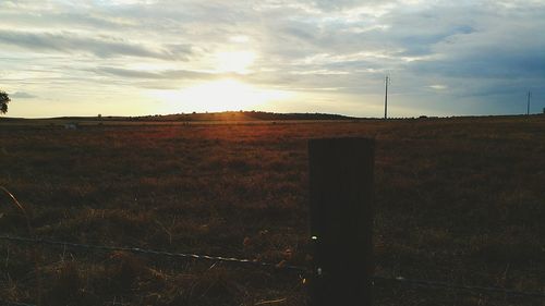 View of countryside landscape at sunset