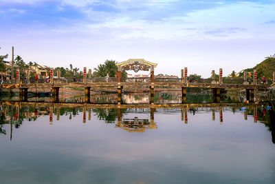 Reflection of building in lake