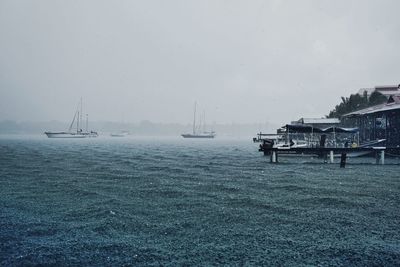 Scenic view of sea against sky during winter
