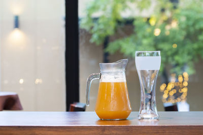 Close-up of drink in glass on table