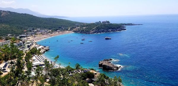 High angle view of sea against sky