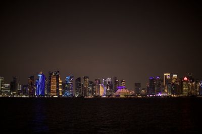 Illuminated city at night