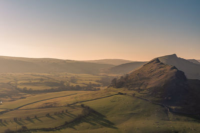 Scenic view of landscape against sky during sunset