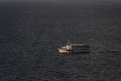 High angle view of boat in sea