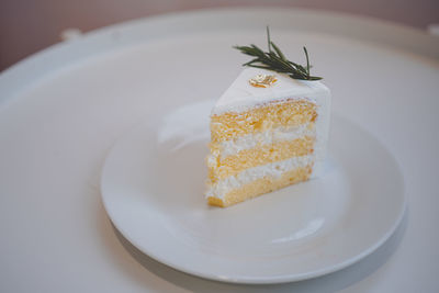 Close-up of cake served in plate