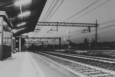 Railroad tracks against clear sky