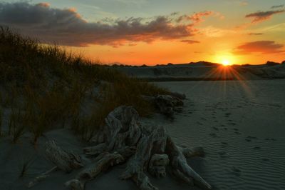 Scenic view of sunset over sea