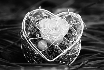 Close-up of heart shape on metal