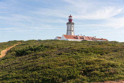 Landscape of capo espichel cape with the lighthouse, in portugal