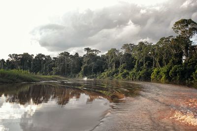 Scenic view of lake against sky