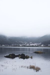Scenic view of lake against sky