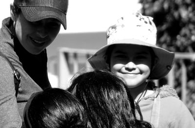 Portrait of happy boy wearing hat