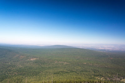 Scenic view of landscape against clear blue sky