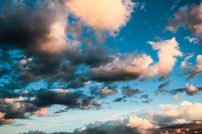 Low angle view of clouds in sky during sunset