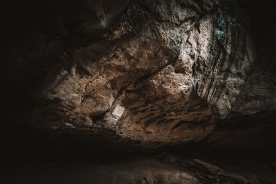 Low angle view of rock formation in cave