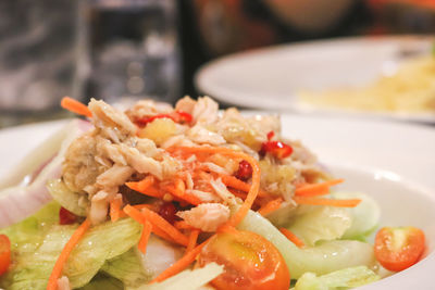 Close-up of meal served in plate