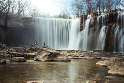 Scenic view of waterfall in forest