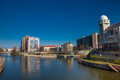 The danube canal seen from the aspern bridge in vienna