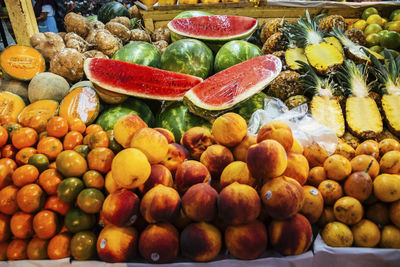 Close-up of fruits for sale at market stall