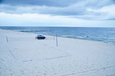 Scenic view of sea against cloudy sky