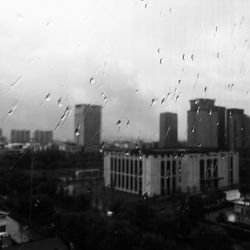 Close-up of wet window in rainy season