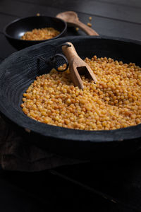 High angle view of food in bowl on table