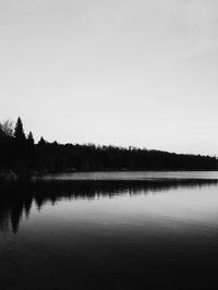 Reflection of trees in calm lake