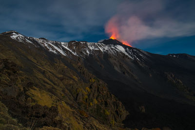 Scenic view of volcanic mountain