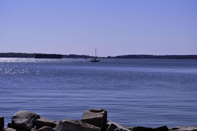 Scenic view of sea against clear sky