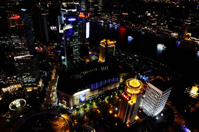 Illuminated cityscape at night