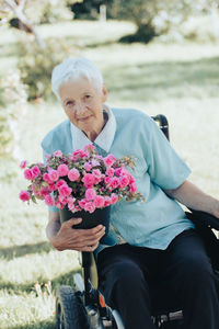 Young woman with bouquet