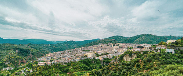 High angle view of townscape against sky