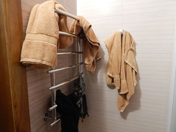 Towels hanging in bathroom