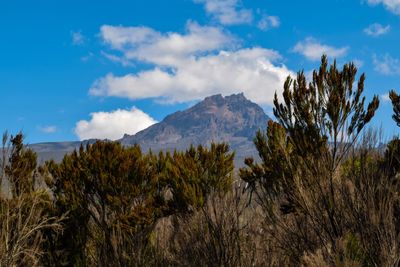 Scenic view of mountains against sky at mount kilimanjaro 