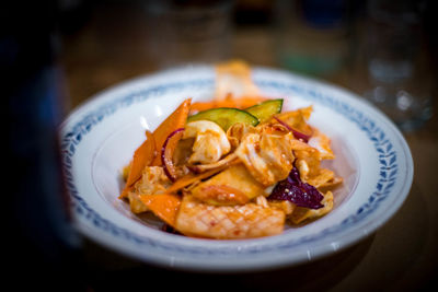 High angle view of meal served in plate