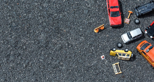 High angle view of toy on ground