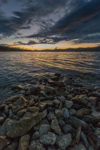 Scenic view of sea against sky during sunset