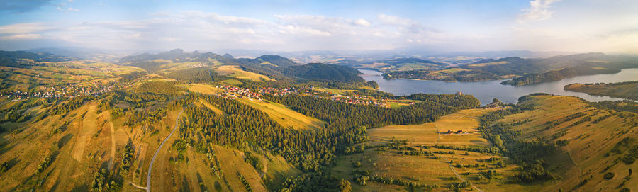 High angle view of landscape against sky