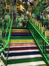 Blurred motion of illuminated staircase at night