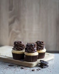 Close-up of cupcakes on table