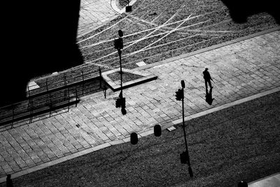 High angle view of man at night