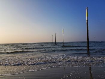 Scenic view of sea against clear sky